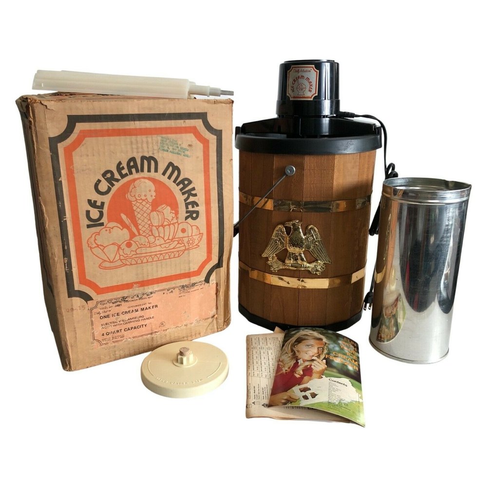 Vintage Wooden Ice Cream Maker Dolly Madison 4 Qt Electric Model 8481